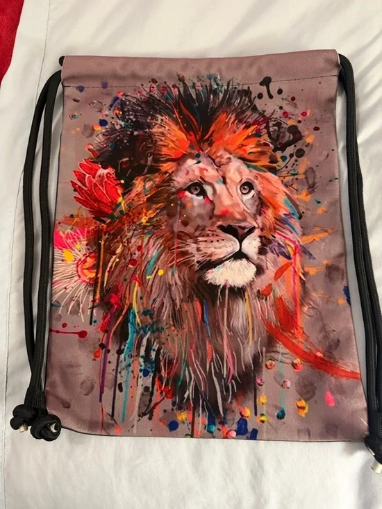 Colorful Lion Drawstring Backpack - Multicolor - Picture 1 of 1
